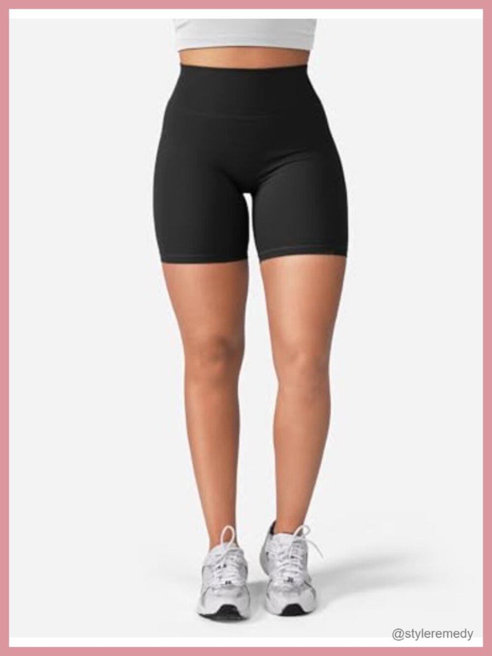 High Waist Tummy Control Hidden Scrunch Biker Shorts 6" Inseam - Picture 3 of 6